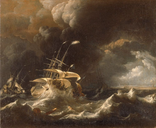 dutch merchant ships in a storm